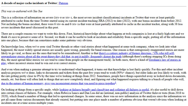 A decade of major cache incidents at Twitter