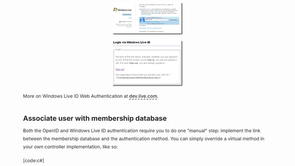 ASP.Net MVC Membership Starter Kit alternative authentication