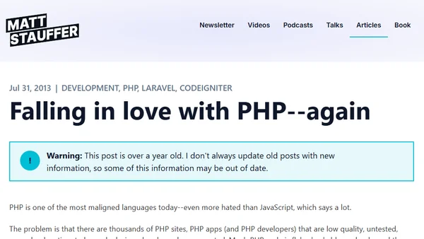 Falling in love with PHP--again
