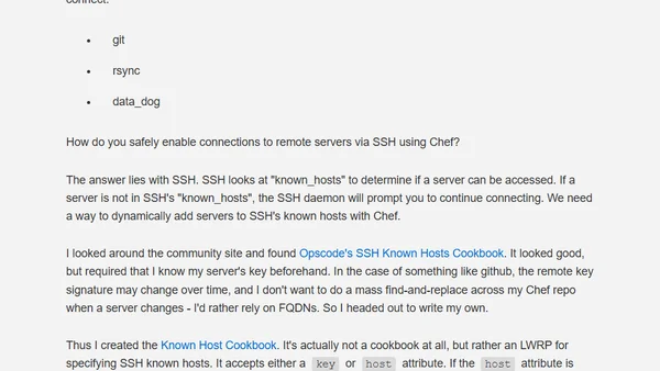 Add SSH Known Hosts with Chef
