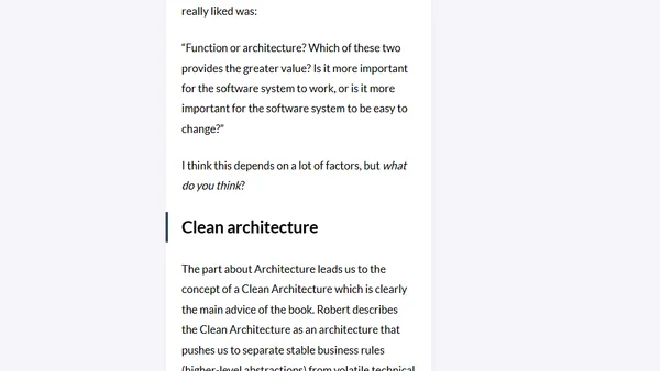Book review - Clean Architecture: A Craftsman's Guide to Software Structure and Design