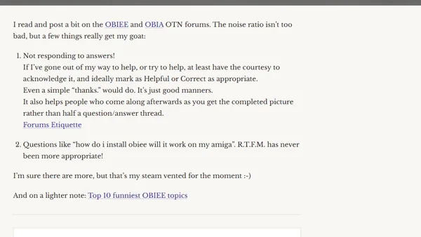 OTN forum rant