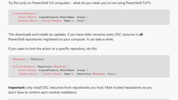 Install all DSC Resources in a Repository