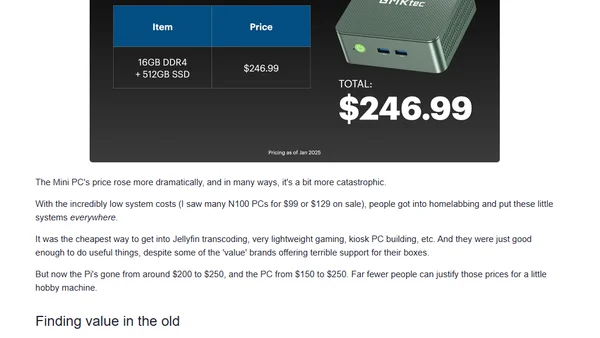 Raspberry Pi is cheaper than a Mini PC again (that's not good)