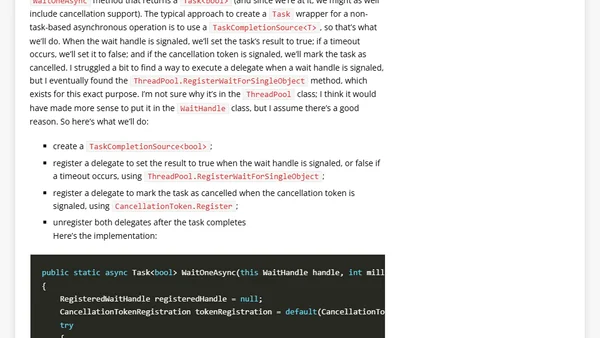 Async and cancellation support for wait handles