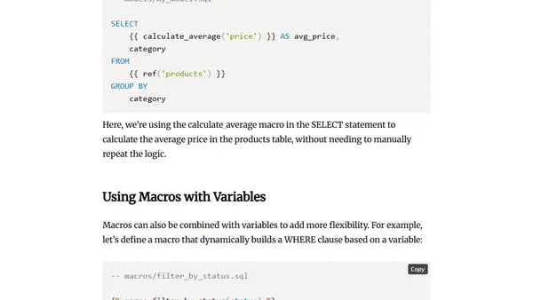 A Guide to dbt Macros - Purpose, Benefits, and Usage