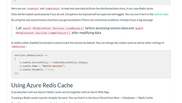 Using Redis Cache for session data storage in ASP.NET Core