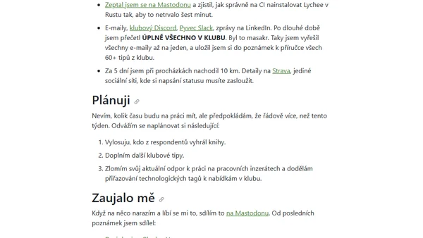 Týdenní poznámky: Dohánění