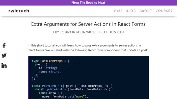 Extra Arguments for Server Actions in React Forms