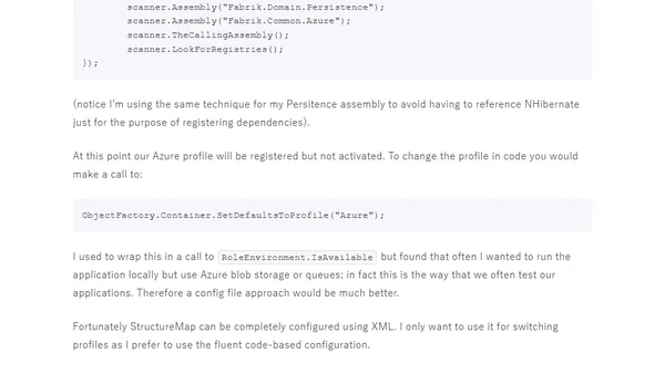 Switching between the cloud and on-premise with StructureMap