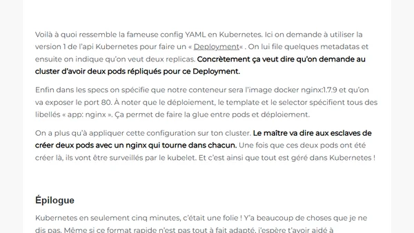 Comprendre Kubernetes en 5 minutes