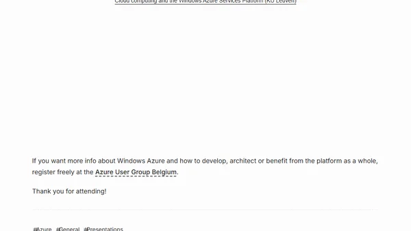 Cloud computing and the Windows Azure Services Platform (KU Leuven)