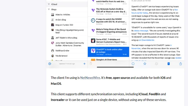 Simple and free solution to read content from RSS feeds on iOS and MacOS