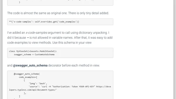 ReDoc code examples in DRF using drf-yasg