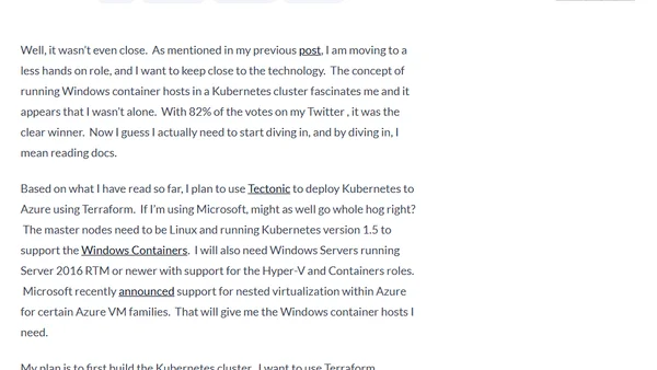 Windows Hosts with Kubernetes - The Beginning