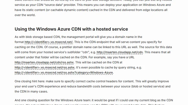 Windows Azure CDN updates