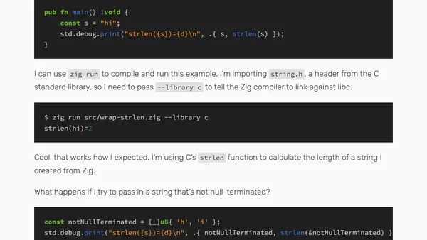 Using Zig to Call C Code: Strings