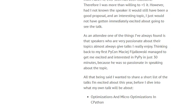 The Pycon Program Committee and my PyCon Talk