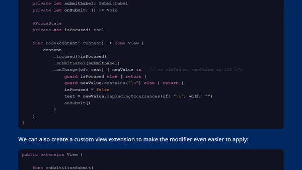 Dismissing a multiline text field with the return key in SwiftUI