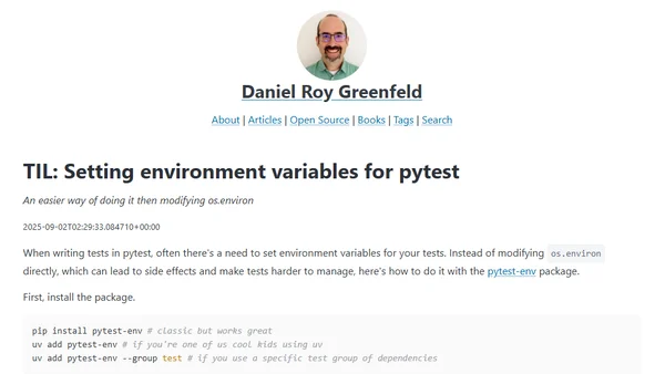 TIL: Setting environment variables for pytest