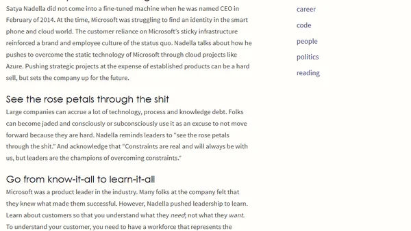 What I am reading: Hit Refresh by Satya Nadella