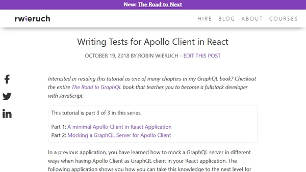 Writing Tests for Apollo Client in React