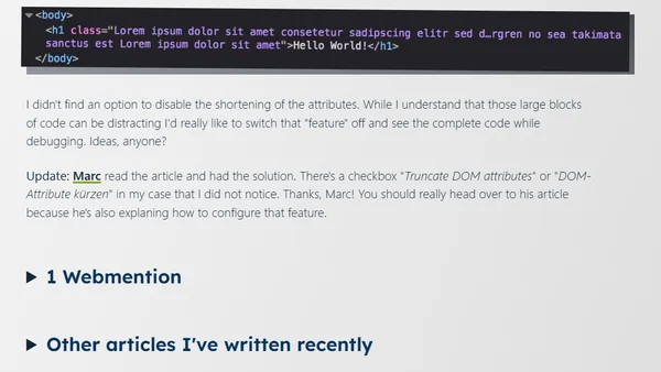 Firefox Is Shortening Long Attributes in It's Developer Tools