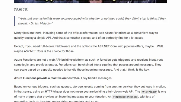 Don't use Azure Functions as a web application