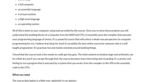 Nand to Tetris is a great course
