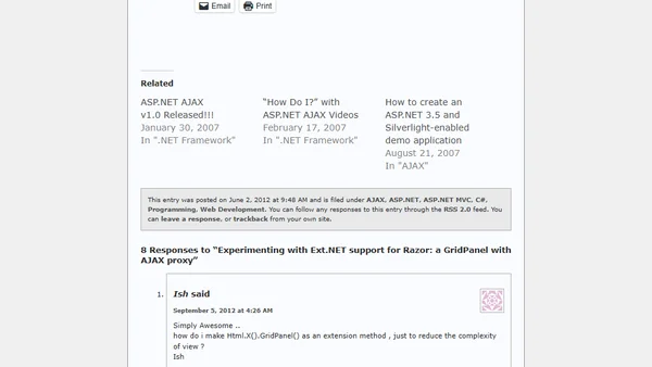 Experimenting with Ext.NET support for Razor: a GridPanel with AJAX proxy