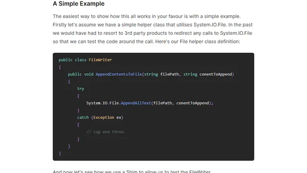 Doing the Shimmy Fake (VS11 Beta Unit Test Isolation)