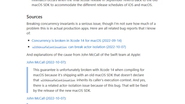 Xcode 14.0 generates wrong concurrency code for macOS targets