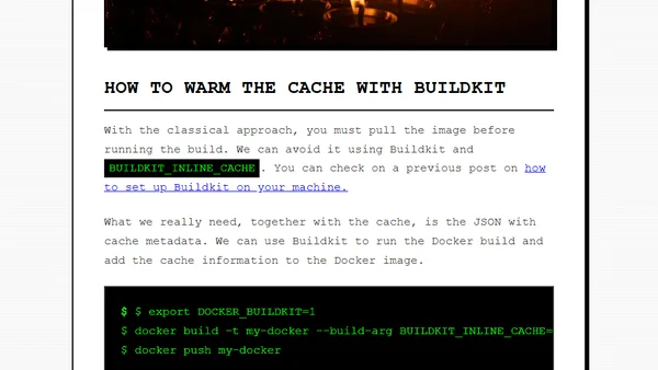 Speed up Docker build time with cache warming