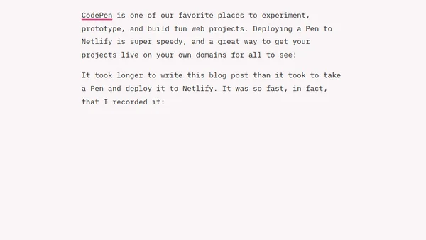 Deploy from CodePen to Netlify in less than 30 seconds