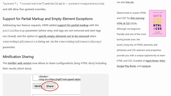 HTML Minifier Next: Presets, New Config Options, Minification Sharing, and Type Definitions