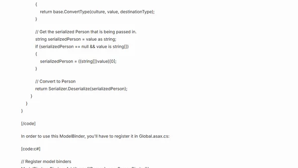 Using the ASP.NET MVC ModelBinder attribute - Second part