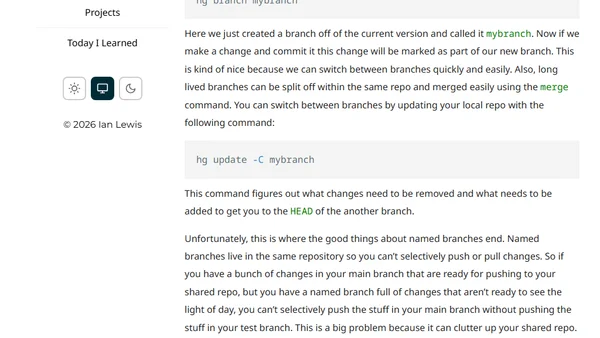 Mercurial and named branches and hgweb