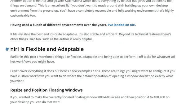 Day to Day Window Management Workflows and Why I Picked niri