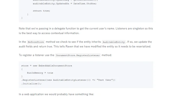 Using a RavenDB listener to update entities