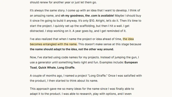 Don't name your projects