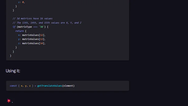 Getting CSS Translate values with JavaScript