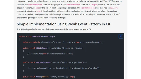 The "Weak Event" Pattern in C#