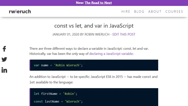 const vs let, and var in JavaScript