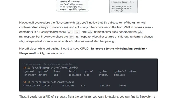 Kubernetes Ephemeral Containers And kubectl debug Command