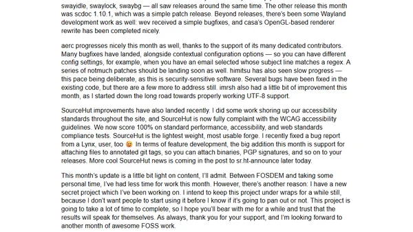 Status update, February 2020