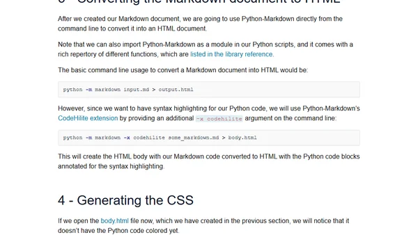 5 simple steps for converting Markdown documents into HTML and adding Python syntax highlighting