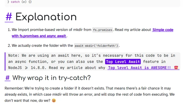NodeJS Create folder if not exists in 3 lines - No dependencies