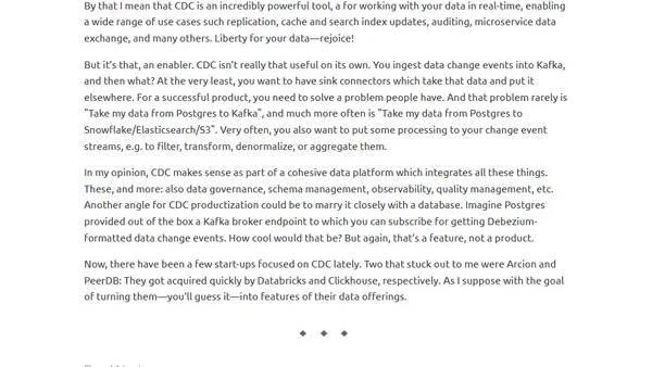 CDC Is a Feature Not a Product