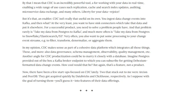 CDC Is a Feature Not a Product
