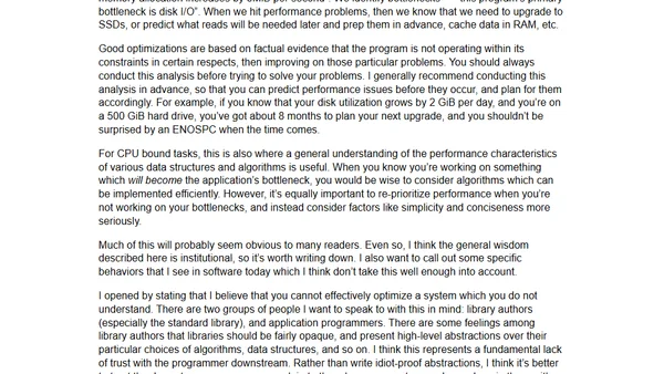 Thoughts on performance & optimization